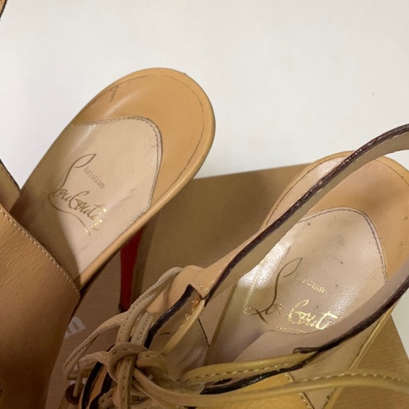 Christian Louboutin Miss Fortune 120 beige leather lace-up wooden high heels, 40 - Picture 15 of 16